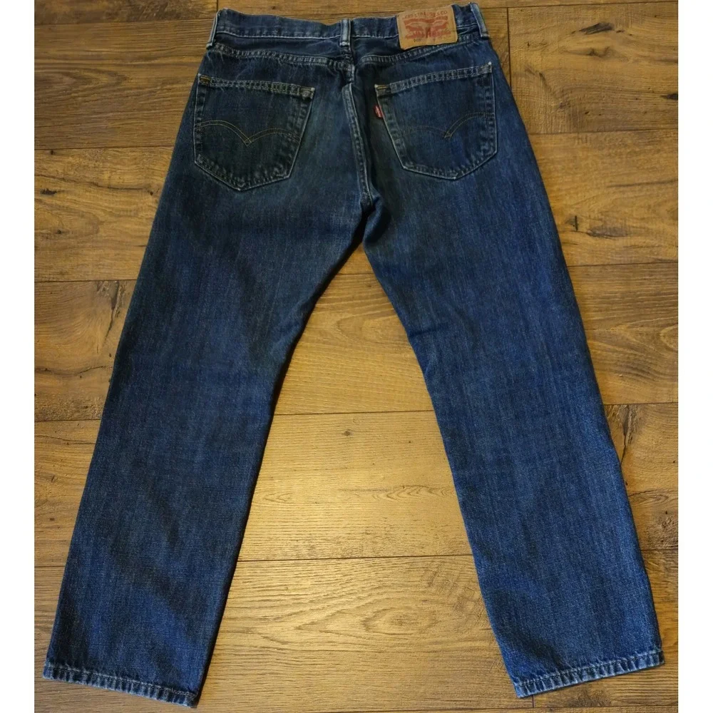 Levis 505 Regular Straight Blue Denim Jeans Mens Tag 30x30 Western